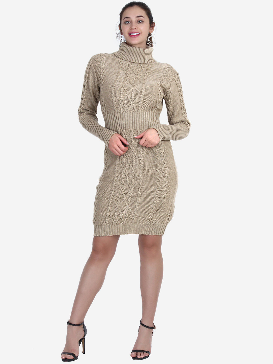 Beige Bodycon Jumper Dress