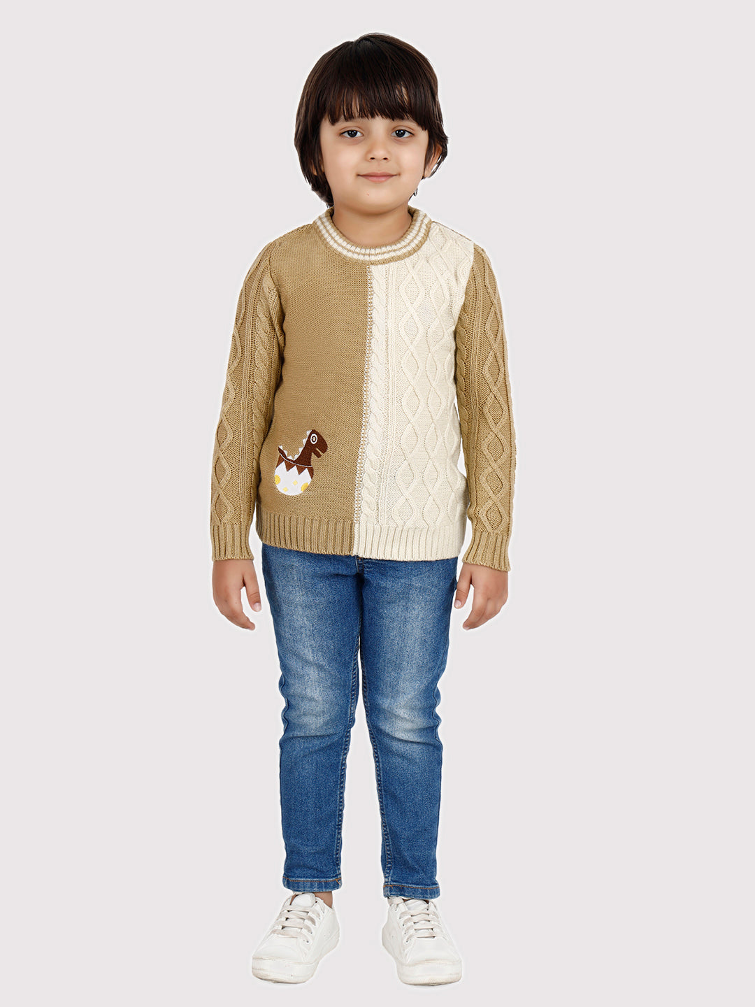 BABY DINO PULLOVER TAN
