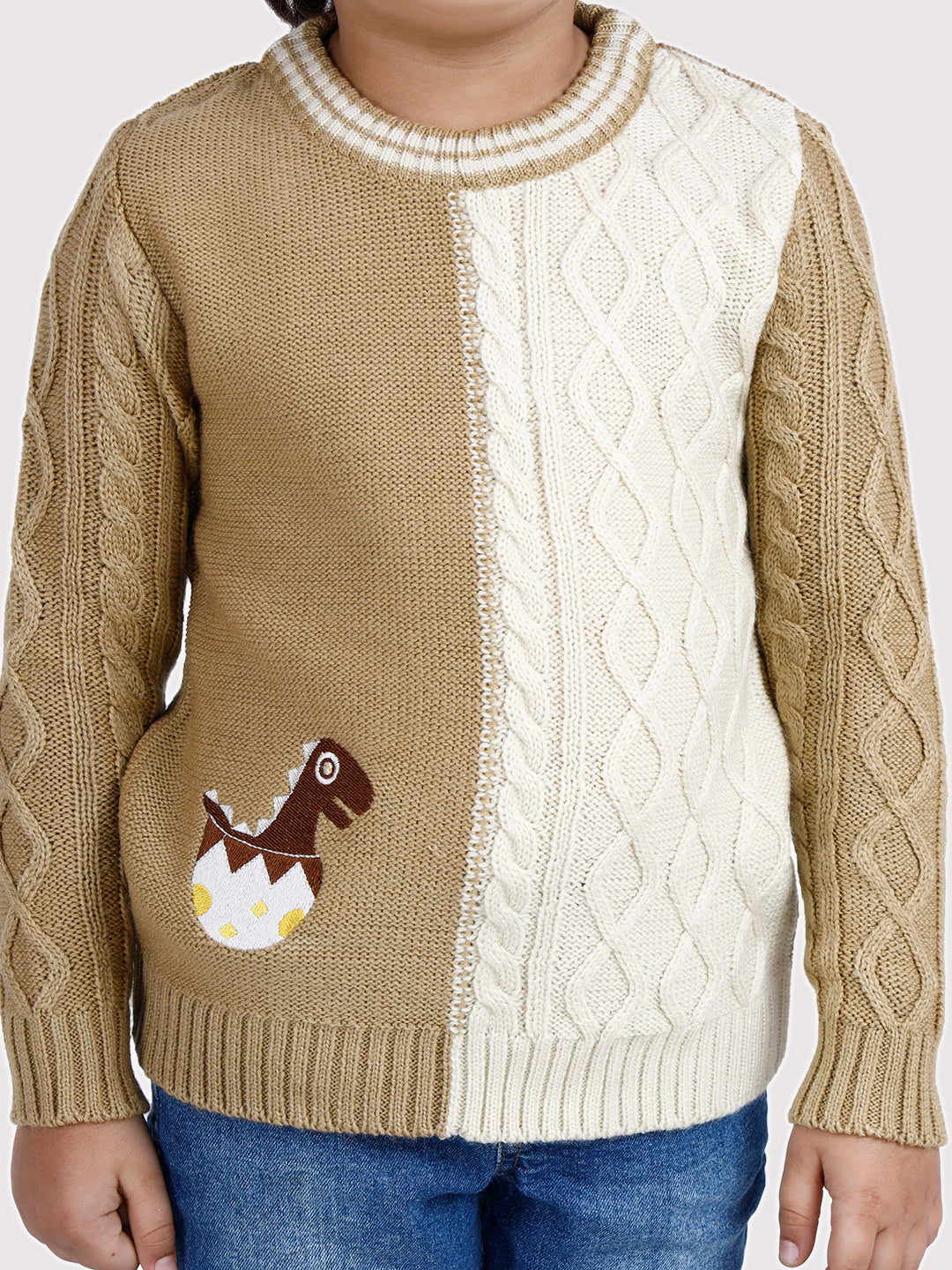BABY DINO PULLOVER TAN