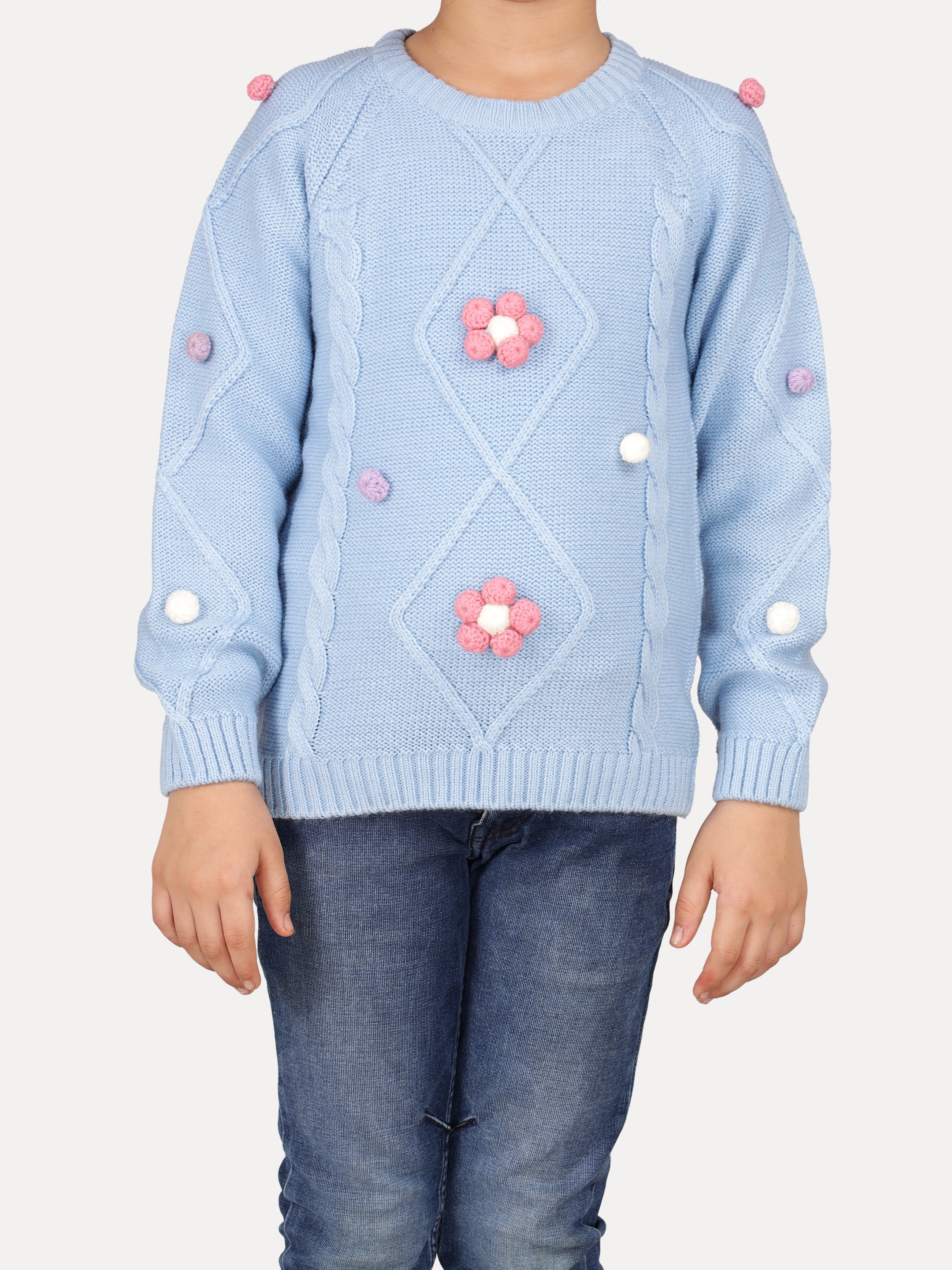 Crochet Flower Girls Pullover