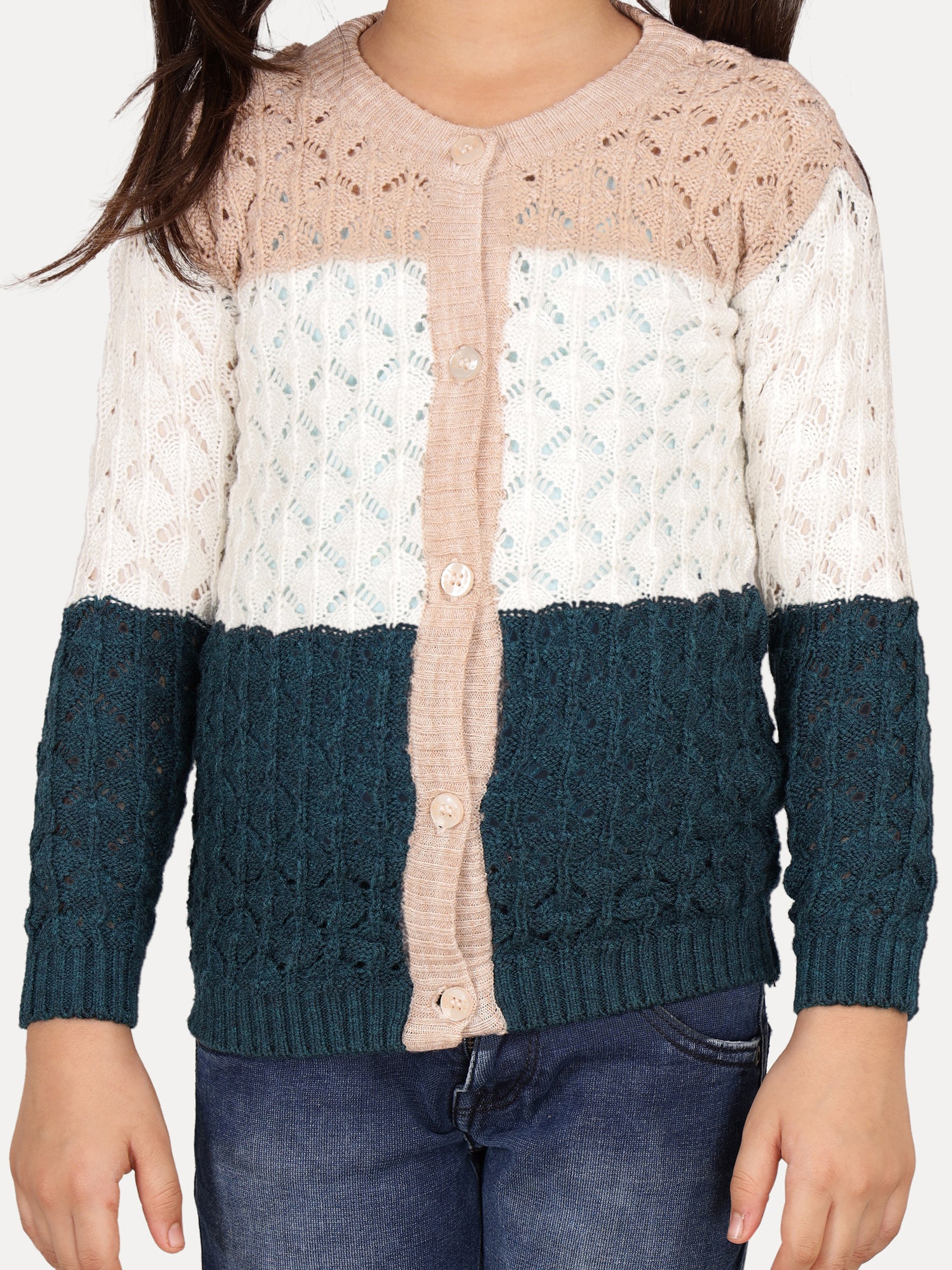 Leaf Crochet Girls Cardigan